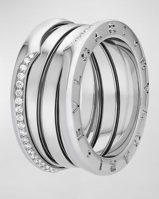 B.Zero1 White Gold 3-Band Wave Ring with Diamonds, EU 53 / US 6.25