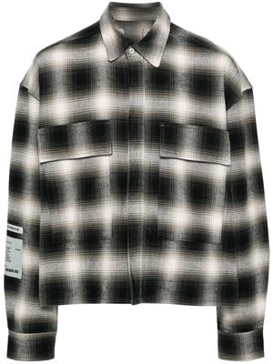 B1ARCHIVE logo-patch plaid shirt - Grey