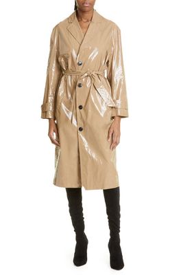 ba & sh Cal Faux Leather Trench Coat in Beige