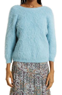 ba & sh Fuzzy Crossback Alpaca Blend Sweater in Blue