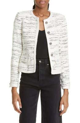 ba & sh Roza Cotton Blend Tweed Jacket in Ecru