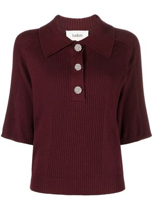 Ba&Sh Eliot knitted polo top - Red