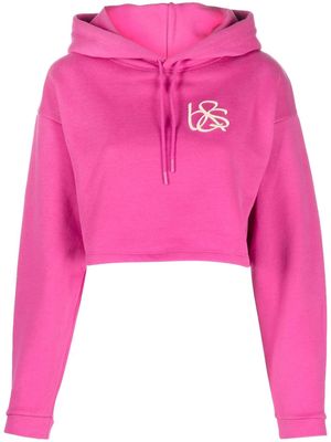 Ba&Sh embroidered-logo cropped hoodie - Pink