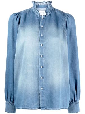 Ba&Sh frilled-neck long-sleeve denim shirt - Blue
