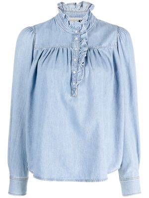 Ba&Sh Lilac ruffled denim blouse - Blue