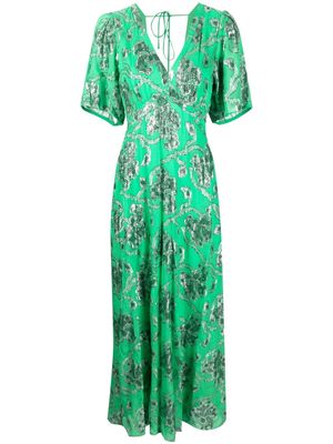 Ba&Sh metallic floral-embroidery maxi dress - Green