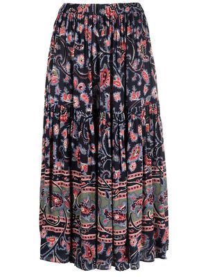 Ba&Sh paisley-print high-waist midi skirt - BLEU