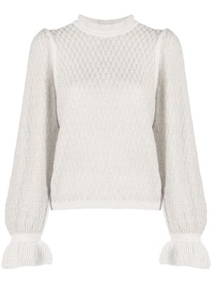 Ba&Sh ruffle-cuff textured-knit sweater - Neutrals