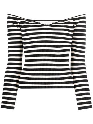 Ba&Sh striped off-shoulder knitted top - Black