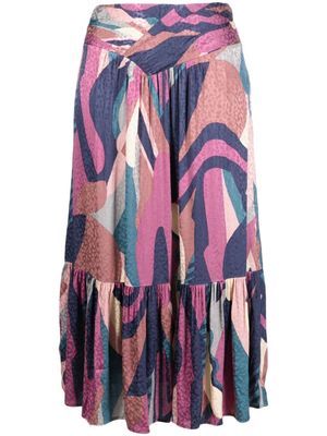 Ba&Sh Wei abstract-print straight skirt - Blue