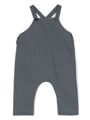 Babe And Tess checkerboard-pattern square-neck dungarees - Blue