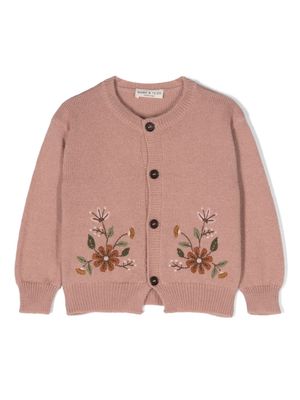 Babe And Tess floral-embroidery knitted jacket - Pink