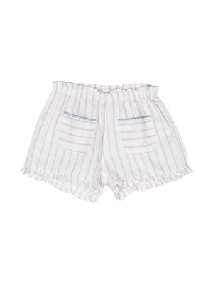 Babe And Tess striped elasticated-waist cotton shorts - Neutrals