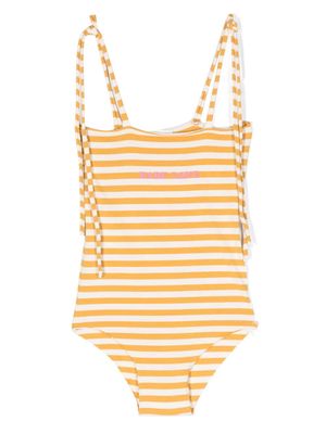Babe And Tess striped self-tie straps body suit - Yellow