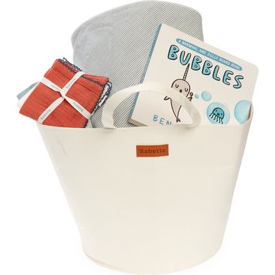 Babette Hooded Towel Gift Set in Blue Stripe 