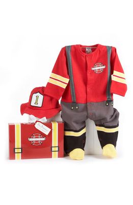 Baby Aspen Big Dreamzzz Firefighter Footie & Bucket Hat in Red