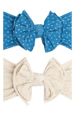 Baby Bling 2-Pack Fab-Bow-Lous Headbands in Denim Dot Oatmeal Dot