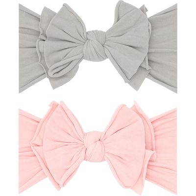 Baby Bling 2-Pack Fab-Bow-Lous Headbands in Grey Rose Quartz 