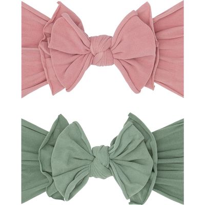 Baby Bling 2-Pack Fab-Bow-Lous Headbands in Mauve Sage 