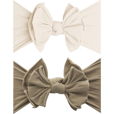 Baby Bling 2-Pack Fab-Bow-Lous Headbands in Oatmeal Latte 