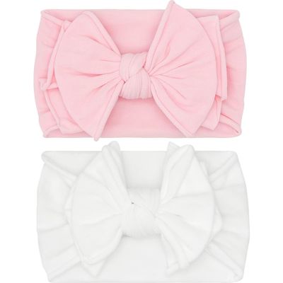 Baby Bling 2-Pack Fab-Bow-Lous Headbands in Pink White 