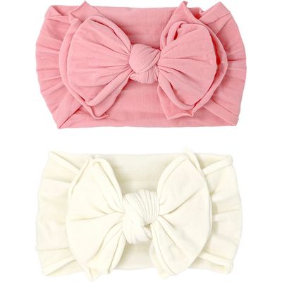 Baby Bling 2-Pack Fab-Bow-Lous Headbands in Zinnia Ivory 