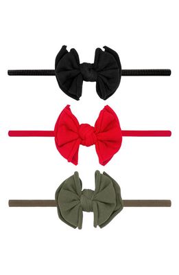Baby Bling 3-Pack Baby Fab Skinny Bow Headbands in Black Red Army Green