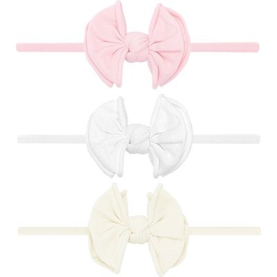 Baby Bling 3-Pack Baby Fab Skinny Bow Headbands in Rose Quartz/White/Ivory 