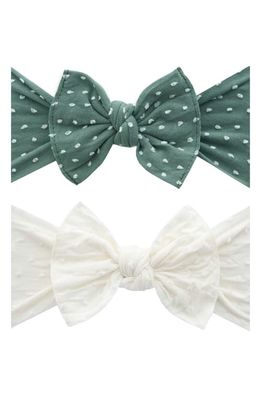 Baby Bling Assorted 2-Pack Fab-Bow-Lous Headbands in Fern Dot Ivory Dot
