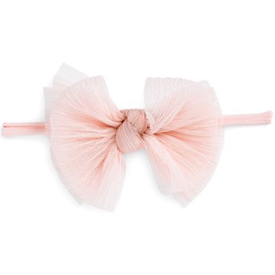 Baby Bling Tulle FAB Bow Headband in Pleated Rose Quartz 