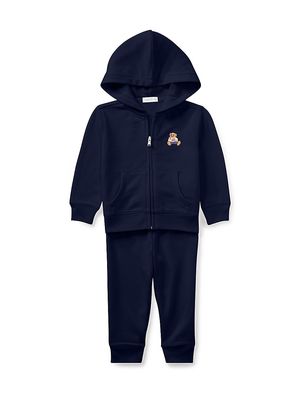 Baby Boy's 2-Piece Atlantic Terry Zip-Up Hooded Sweater & Joggers Set - French Navy - Size 12 Months - French Navy - Size 12 Months