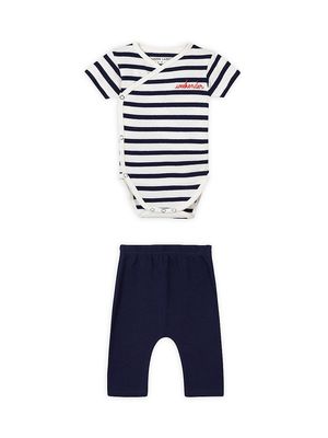 Baby Boy's 2-Piece Cain Weekender Bodysuit & Pants Set - Ivory Navy - Size Newborn - Ivory Navy - Size Newborn