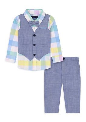 Baby Boy's 2-Piece Chambray Vest Suit Set