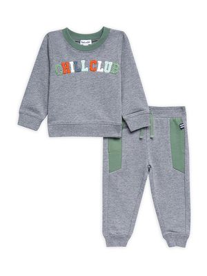 Baby Boy's 2-Piece Chill Club Sweatsuit Set - Heather Charcoal - Size 3 Months - Heather Charcoal - Size 3 Months