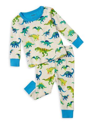 Baby Boy's 2-Piece Dino Print Pajama Set - Oatmeal Melange - Size 18 Months - Oatmeal Melange - Size 18 Months