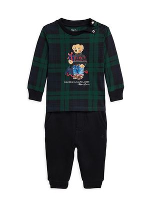 Baby Boy's 2-Piece Festive Fleece Sweatsuit - Blackwatch Plaid - Size 12 Months