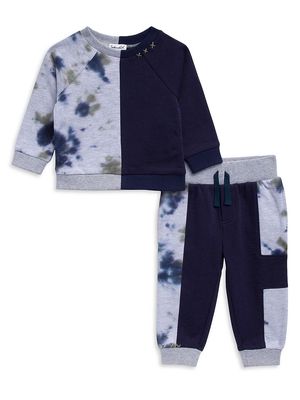 Baby Boy's 2-Piece James Tie-Dye Sweatshirt Set - Slate Tie Dye - Size 3 Months - Slate Tie Dye - Size 3 Months