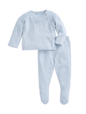 Baby Boy's 2-Piece Mercerized Cardigan & Footie Set - Blue - Size 9 Months - Blue - Size 9 Months
