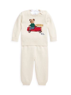 Baby Boy's 2-Piece Polo Bear Sweater & Joggers Set - Andover Cream - Size 18 Months - Andover Cream - Size 18 Months