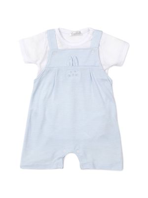 Baby Boy's 2-Piece Striped Short Overalls Set - Light Blue - Size 9 Months - Light Blue - Size 9 Months