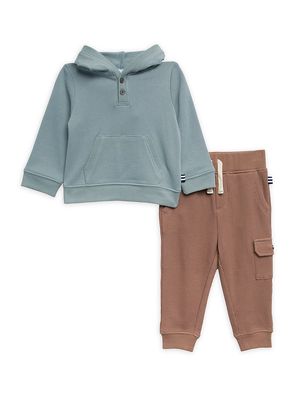 Baby Boy's 2-Piece Waffle Knit Hoodie & Cargo Joggers Set - Size 3 Months - Size 3 Months