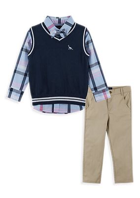 Baby Boy's 3-Piece Plaid Shirt, Sweater Vest & Pants Set