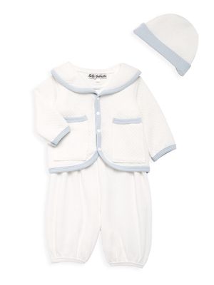 Baby Boy's 3-Piece Romper, Jacket & Hat Set - Ivory Blue - Size 6 Months - Ivory Blue - Size 6 Months