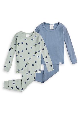 Baby Boy's 4-Piece Blueberry Print & Ribbed Pajama Set
