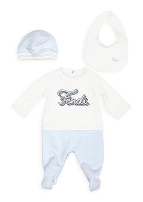 Baby Boy's 4-Piece Logo Top, Footie, Beanie & Bib Gift Set