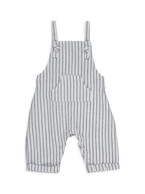 Baby Boy's Ahoy Striped Overalls - Black White Stripe - Size 3 Months - Black White Stripe - Size 3 Months