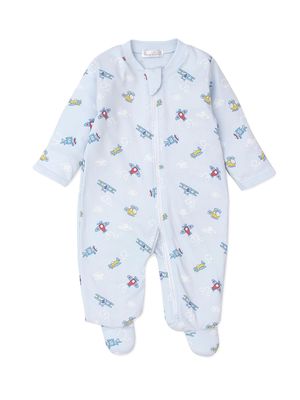 Baby Boy's Airplane-Print Coverall - Light Blue - Size Newborn - Light Blue - Size Newborn