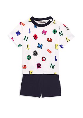 Baby Boy's & Little Boy's 2-Piece Alphabet Letter Print T-Shirt & Shorts Set