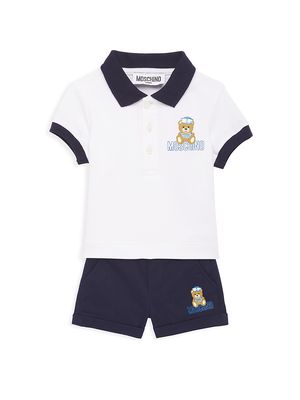 Baby Boy's & Little Boy's 2-Piece Sailor Polo & Shorts Set - White Navy - Size 3 Months - White Navy - Size 3 Months