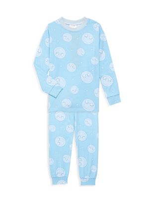 Baby Boy's & Little Boy's 2-Piece Smiley Print Pajama Set - Blue Smiley - Size 6 Months - Blue Smiley - Size 6 Months